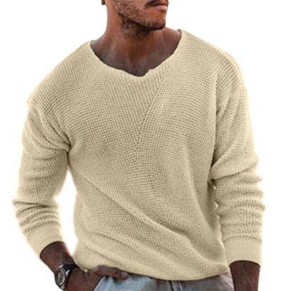 🌬️Breathable Knit, All-Season Layer👕 Men's Casual Scoop Neck Knit Top – Lightweight & Breathable | Perfect for Spring/Summer Alone or Fall/Winter Layering, Comfortable & Versatile ✨