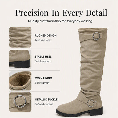 👢 Women’s relaxed-fit knee-high boots – buckle fastening + knee-high design