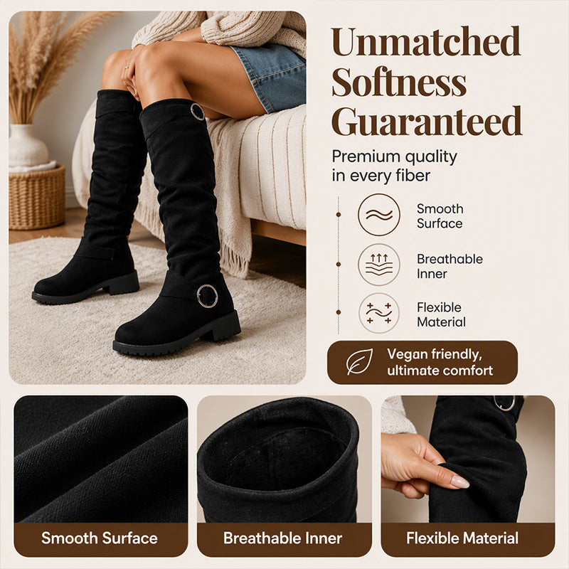 👢 Women’s relaxed-fit knee-high boots – buckle fastening + knee-high design