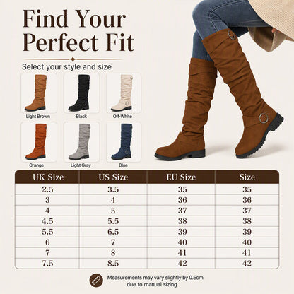 👢 Women’s relaxed-fit knee-high boots – buckle fastening + knee-high design