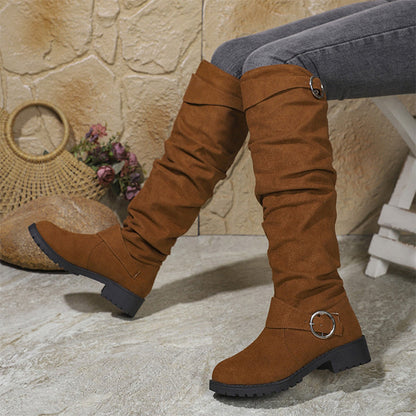 👢 Women’s relaxed-fit knee-high boots – buckle fastening + knee-high design