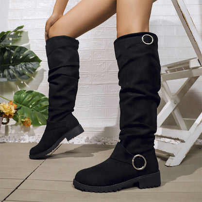 👢 Women’s relaxed-fit knee-high boots – buckle fastening + knee-high design