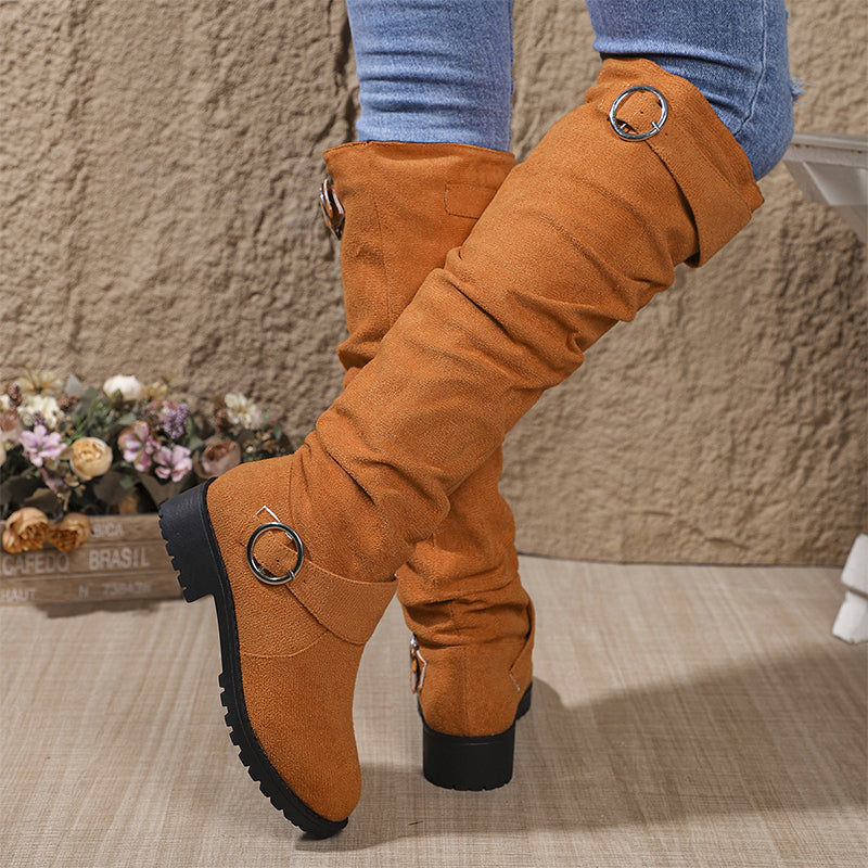 👢 Women’s relaxed-fit knee-high boots – buckle fastening + knee-high design