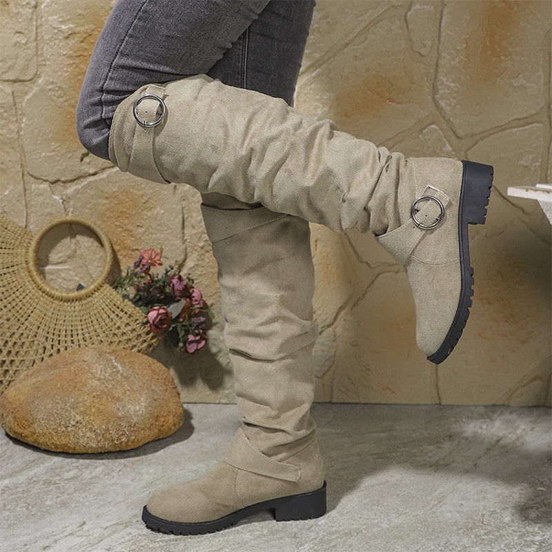 👢 Women’s relaxed-fit knee-high boots – buckle fastening + knee-high design