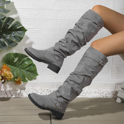 👢 Women’s relaxed-fit knee-high boots – buckle fastening + knee-high design