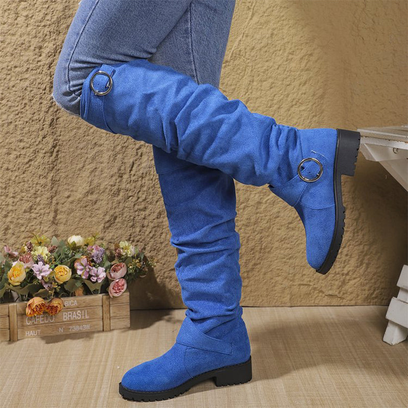 👢 Women’s relaxed-fit knee-high boots – buckle fastening + knee-high design