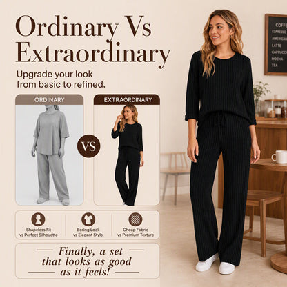 🍂Fall & Winter Warmth, Layer or Wear Alone🧶 Women's Ribbed Knit Set – Soft & Skin-Friendly, Versatile Layering ✨