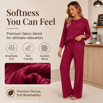 🍂Fall & Winter Warmth, Layer or Wear Alone🧶 Women's Ribbed Knit Set – Soft & Skin-Friendly, Versatile Layering ✨