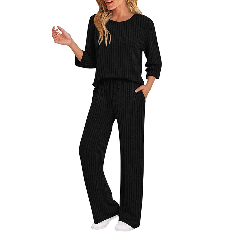 🍂Fall & Winter Warmth, Layer or Wear Alone🧶 Women's Ribbed Knit Set – Soft & Skin-Friendly, Versatile Layering ✨