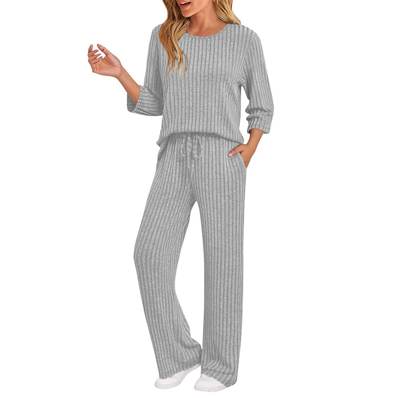 🍂Fall & Winter Warmth, Layer or Wear Alone🧶 Women's Ribbed Knit Set – Soft & Skin-Friendly, Versatile Layering ✨