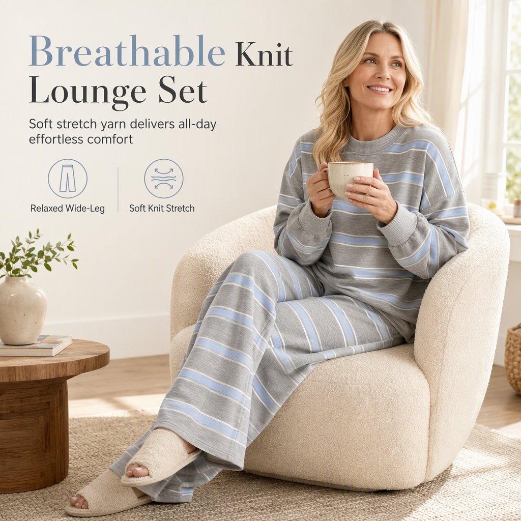 🎨Two-Piece Versatile, Multiple Colors🧶 Women's Knit Lounge Set – Effortless Matching & Color Options | Easy Everyday Style ✨