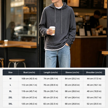 👕Modern Slim Fit, Irregular Cut🧥 Men's Modern Slim Irregular Hoodie – Dynamic Layering & Athletic Silhouette ✨
