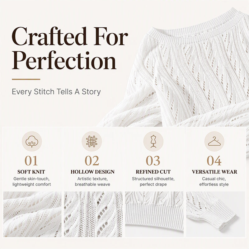 ☁️Soft Knit, Fall & Winter Warmth🧶 Women's Off-Shoulder Cropped Sweater – Skin-Friendly & Cozy, Wear Alone or Layer ✨