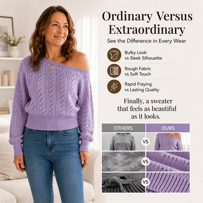 ☁️Soft Knit, Fall & Winter Warmth🧶 Women's Off-Shoulder Cropped Sweater – Skin-Friendly & Cozy, Wear Alone or Layer ✨
