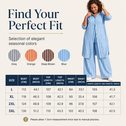 👖 Women's Striped Longline Shirt & Wide-Leg Pants Set – Effortless Style in One Set ✨