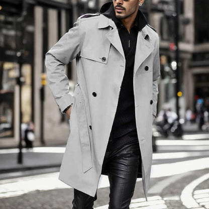 🧥Classic Lapel, Double-Breasted Elegance👔 Men's Double-Breasted Lapel Coat – Solid Color Cut & Refined Buttons ✨