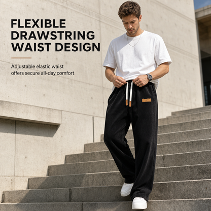 🧶Corduroy Texture, Cozy Warmth👖 Relaxed Wide-Leg Casual Pants – Ribbed Corduroy & Elegant Drape ✨