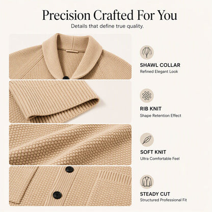 🧥Classic Shawl Collar, Elegant Casual🧶 Men's Casual Shawl Collar Sweater Cardigan – Classic Fit & Soft Knit ✨