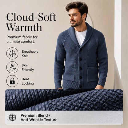 🧥Classic Shawl Collar, Elegant Casual🧶 Men's Casual Shawl Collar Sweater Cardigan – Classic Fit & Soft Knit ✨