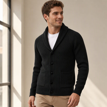 🧥Classic Shawl Collar, Elegant Casual🧶 Men's Casual Shawl Collar Sweater Cardigan – Classic Fit & Soft Knit ✨