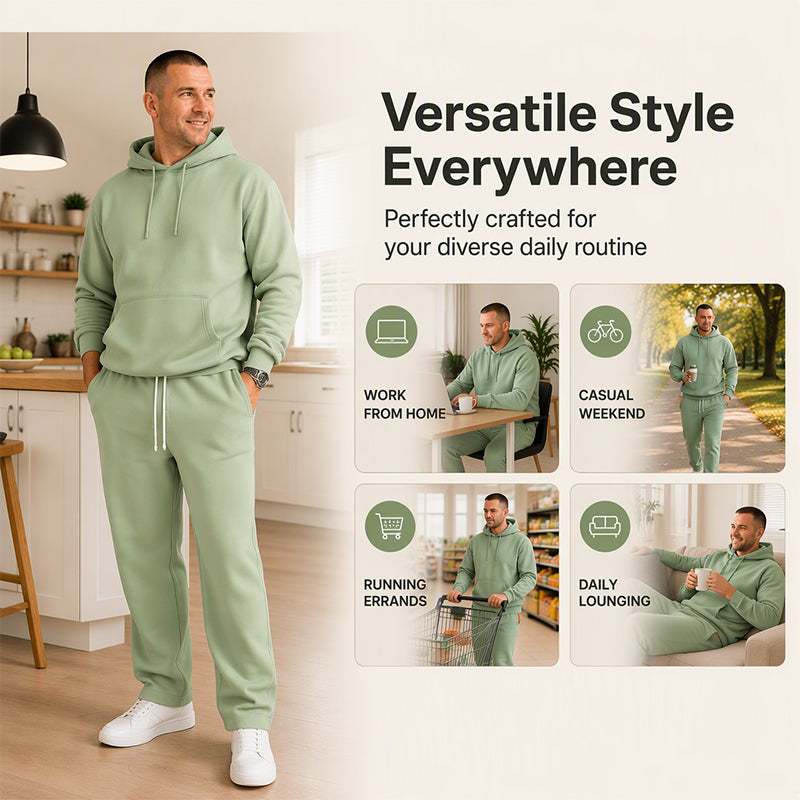 ☁️Loose & Comfortable, Everyday Versatile👖 Men's Half-Zip Hoodie & Wide-Leg Pants Set – Relaxed & Easy, Effortless to Style ✨