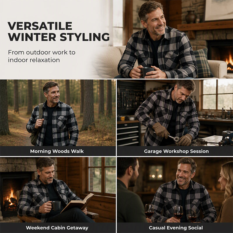 🧥 Men's Flannel Plaid Shirt Jacket – Vintage & Durable, Outdoor Style ✨