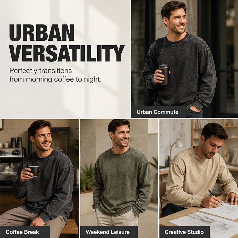 ✨Vintage Wash, Street Distressed👕 Vintage Washed Long Sleeve T-Shirt – Weathered Aesthetic, Unique Statement ✨