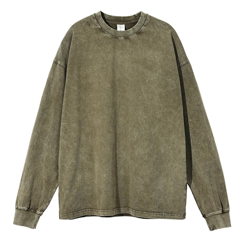 ✨Vintage Wash, Street Distressed👕 Vintage Washed Long Sleeve T-Shirt – Weathered Aesthetic, Unique Statement ✨