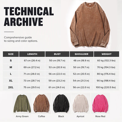 ✨Vintage Wash, Street Distressed👕 Vintage Washed Long Sleeve T-Shirt – Weathered Aesthetic, Unique Statement ✨