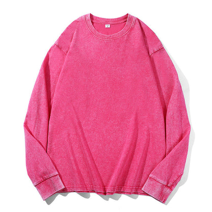 ✨Vintage Wash, Street Distressed👕 Vintage Washed Long Sleeve T-Shirt – Weathered Aesthetic, Unique Statement ✨