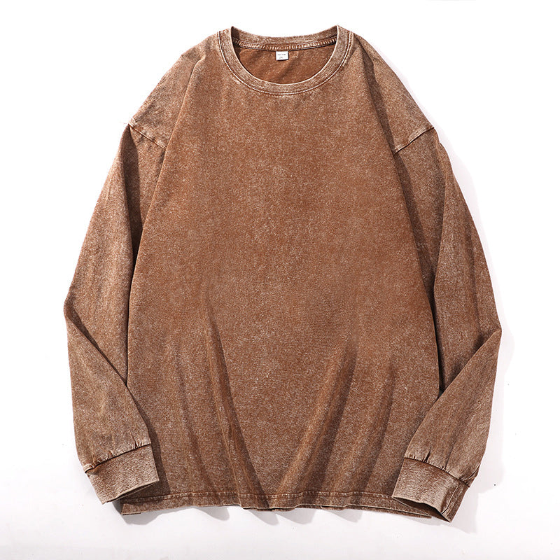 ✨Vintage Wash, Street Distressed👕 Vintage Washed Long Sleeve T-Shirt – Weathered Aesthetic, Unique Statement ✨