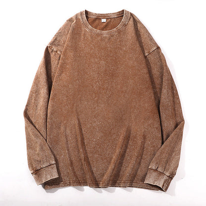 ✨Vintage Wash, Street Distressed👕 Vintage Washed Long Sleeve T-Shirt – Weathered Aesthetic, Unique Statement ✨