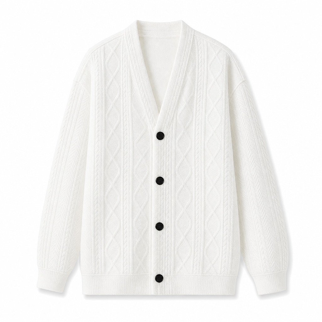 ☁️Warm & Breathable, Plus-Size Versatile🧶 Men's Jacquard Knit Cardigan – M-4XL & Multiple Colors | All-Day Cozy Warmth ✨