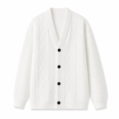☁️Warm & Breathable, Plus-Size Versatile🧶 Men's Jacquard Knit Cardigan – M-4XL & Multiple Colors | All-Day Cozy Warmth ✨