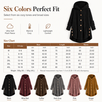 🌸Loose Plus-Size, Durable & Versatile🧥 Women's Fleece Hooded Coat – M-4XL & Six Colors | Comfortable & Long-Lasting, Easy to Style ✨