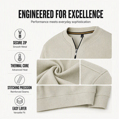 🧶Ribbed Texture, Minimalist Style🧥 Men's Half-Zip Ribbed Sweatshirt – Knit Texture, Soft & Warm ✨