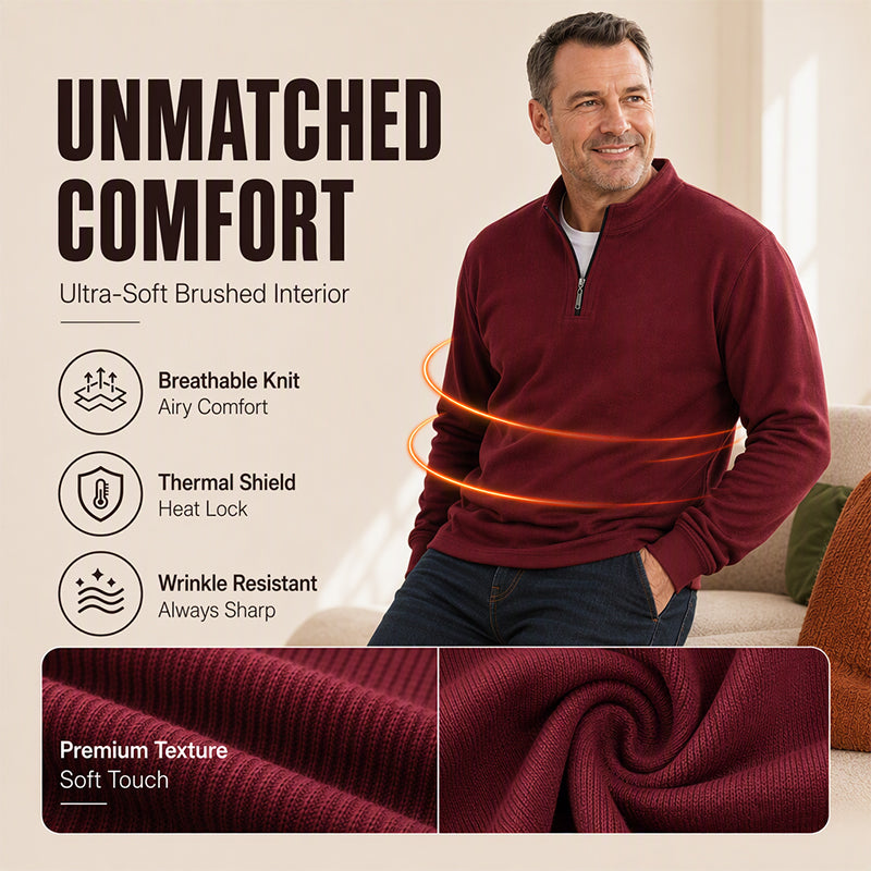 🧶Ribbed Texture, Minimalist Style🧥 Men's Half-Zip Ribbed Sweatshirt – Knit Texture, Soft & Warm ✨