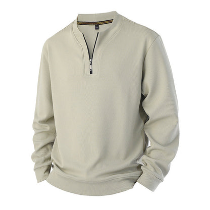 🧶Ribbed Texture, Minimalist Style🧥 Men's Half-Zip Ribbed Sweatshirt – Knit Texture, Soft & Warm ✨