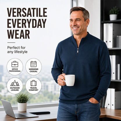 🧶Ribbed Texture, Minimalist Style🧥 Men's Half-Zip Ribbed Sweatshirt – Knit Texture, Soft & Warm ✨