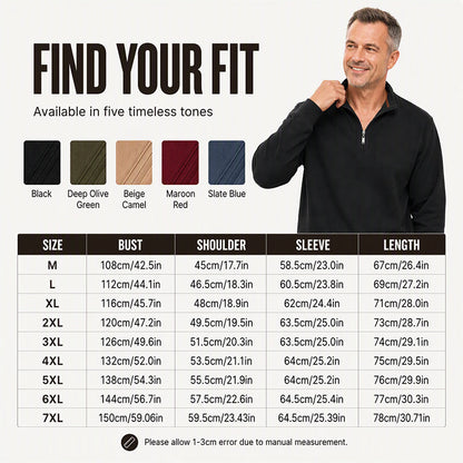 🧶Ribbed Texture, Minimalist Style🧥 Men's Half-Zip Ribbed Sweatshirt – Knit Texture, Soft & Warm ✨