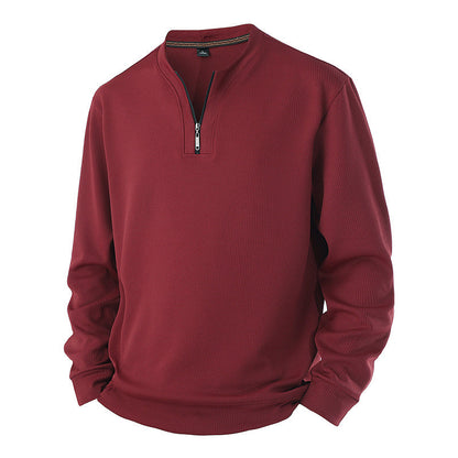 🧶Ribbed Texture, Minimalist Style🧥 Men's Half-Zip Ribbed Sweatshirt – Knit Texture, Soft & Warm ✨
