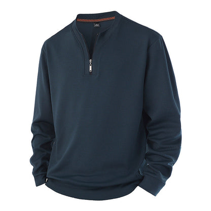 🧶Ribbed Texture, Minimalist Style🧥 Men's Half-Zip Ribbed Sweatshirt – Knit Texture, Soft & Warm ✨