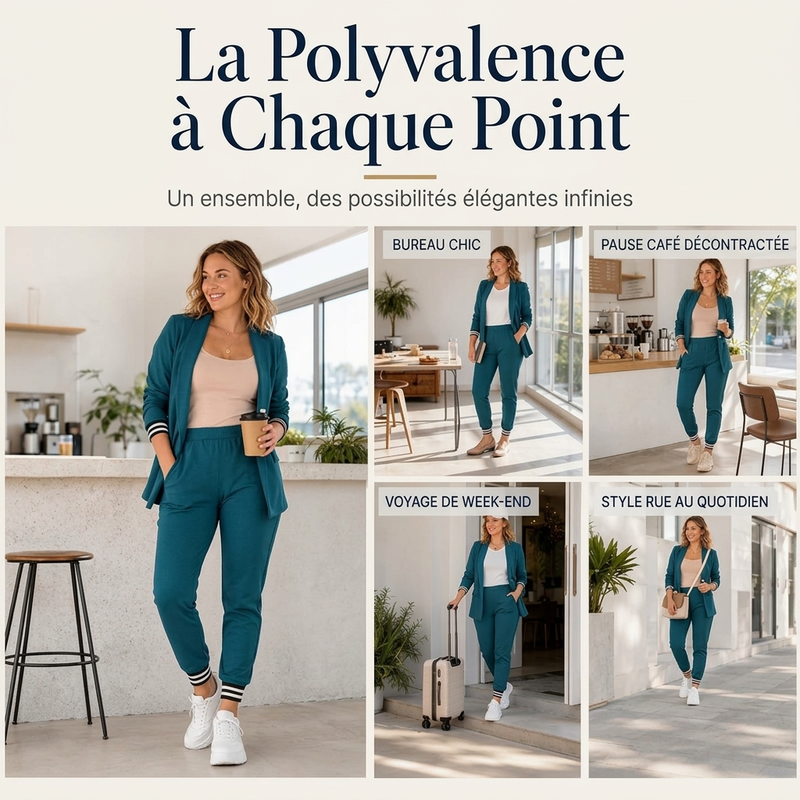 Women's open-front blazer and trousers set