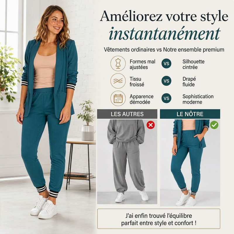 Women's open-front blazer and trousers set