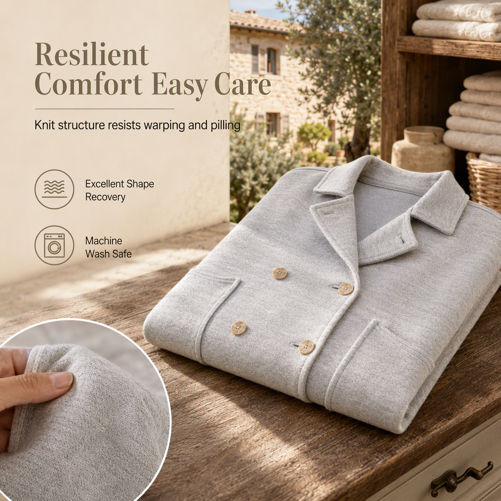 🎨Versatile & Durable, Easy Care🧶 Cotton Double-Breasted Knit Coat – Heather Grey & Oatmeal Beige | Easy to Style, Long-Lasting Softness ✨