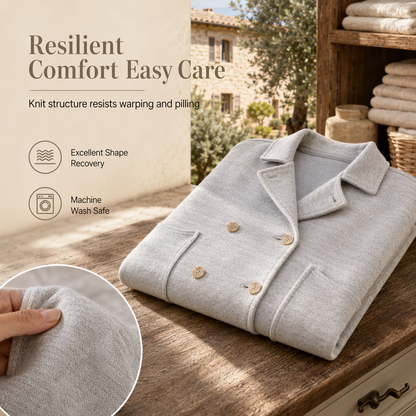 🎨Versatile & Durable, Easy Care🧶 Cotton Double-Breasted Knit Coat – Heather Grey & Oatmeal Beige | Easy to Style, Long-Lasting Softness ✨