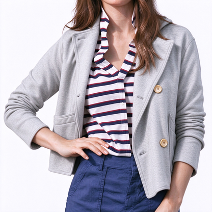 🎨Versatile & Durable, Easy Care🧶 Cotton Double-Breasted Knit Coat – Heather Grey & Oatmeal Beige | Easy to Style, Long-Lasting Softness ✨