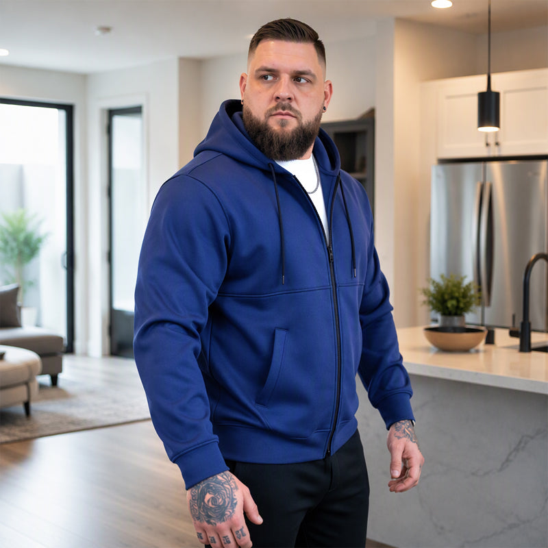 ☁️Comfort & Versatile, Everyday Casual👕 Men's Casual Warm Zip-Up Hooded Jacket – Soft Fabric & Relaxed Fit | Easy to Style, Warm & Cozy ✨