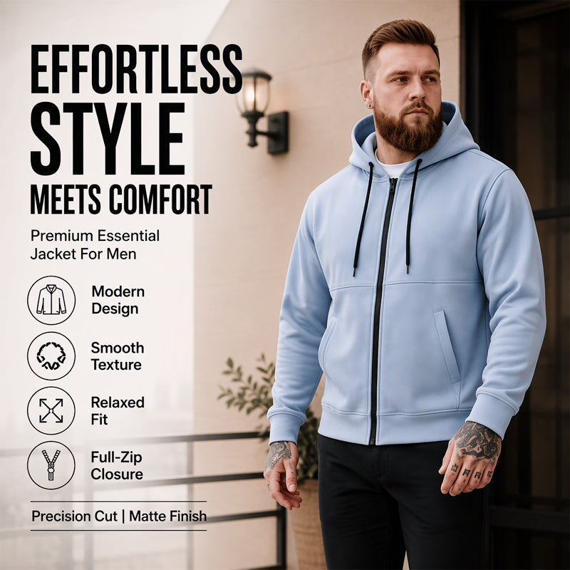 ☁️Comfort & Versatile, Everyday Casual👕 Men's Casual Warm Zip-Up Hooded Jacket – Soft Fabric & Relaxed Fit | Easy to Style, Warm & Cozy ✨