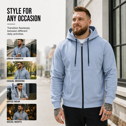 ☁️Comfort & Versatile, Everyday Casual👕 Men's Casual Warm Zip-Up Hooded Jacket – Soft Fabric & Relaxed Fit | Easy to Style, Warm & Cozy ✨